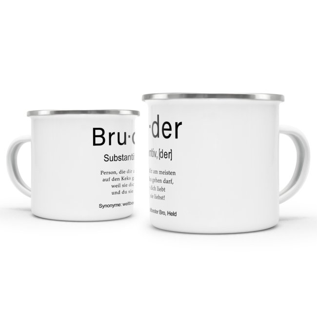 Tasse Dudenw&ouml;rter - Bruder - Emaille gro&szlig;