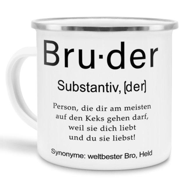 Tasse Dudenw&ouml;rter - Bruder - Emaille gro&szlig;