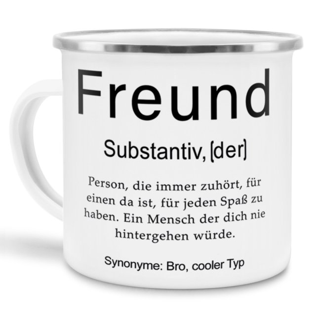 Tasse Dudenw&ouml;rter - Freund - Emaille gro&szlig;