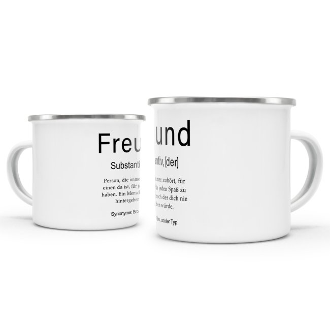 Tasse Dudenw&ouml;rter - Freund - Emaille gro&szlig;