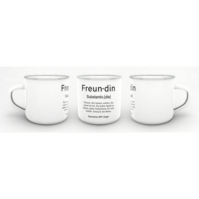 Tasse Dudenw&ouml;rter - Freundin - Emaille gro&szlig;