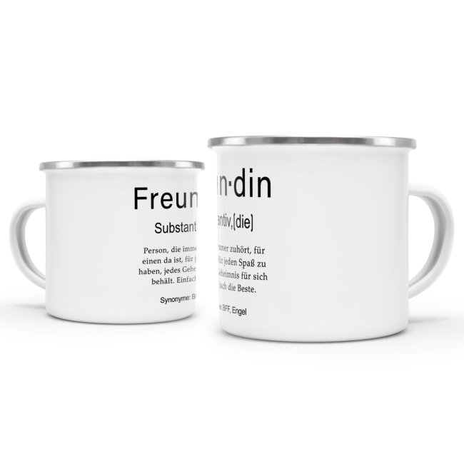 Tasse Dudenw&ouml;rter - Freundin - Emaille gro&szlig;