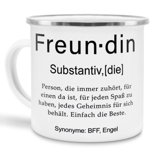 Tasse Dudenw&ouml;rter - Freundin - Emaille gro&szlig;