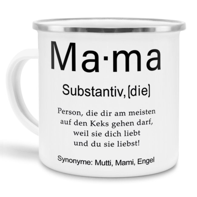 Tasse Dudenw&ouml;rter - Mama - Emaille gro&szlig;