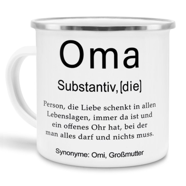 Tasse Dudenw&ouml;rter - Oma - Emaille gro&szlig;