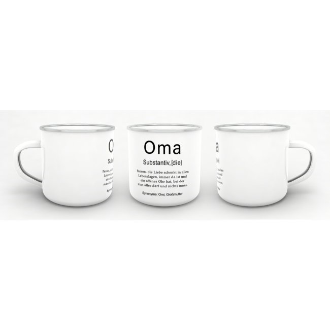 Tasse Dudenw&ouml;rter - Oma - Emaille gro&szlig;