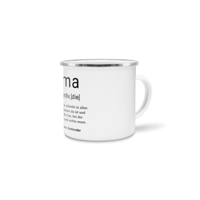 Tasse Dudenw&ouml;rter - Oma - Emaille gro&szlig;