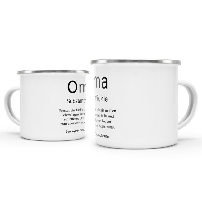 Tasse Dudenw&ouml;rter - Oma - Emaille gro&szlig;