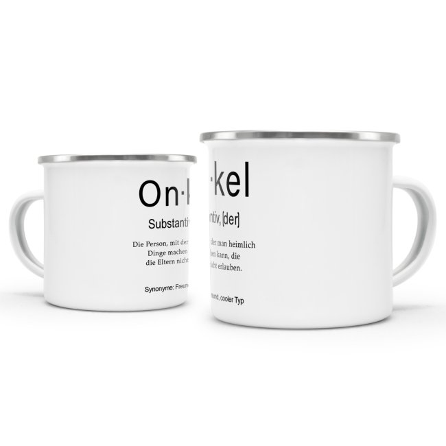 Tasse Dudenw&ouml;rter - Onkel - Emaille gro&szlig;