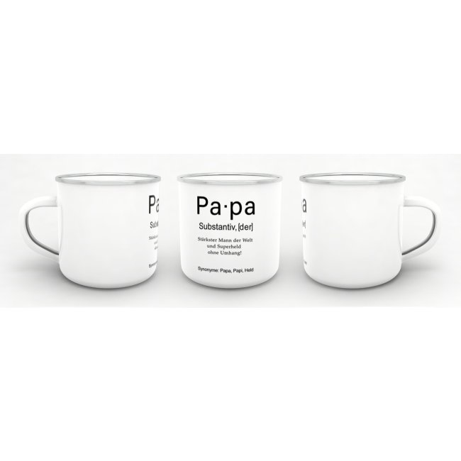 Tasse Dudenw&ouml;rter - Papa - Emaille gro&szlig;