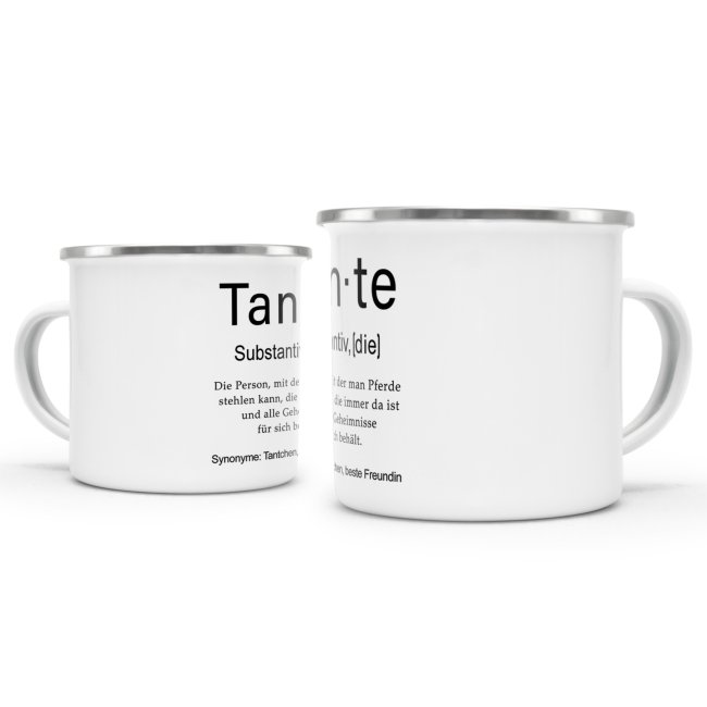 Tasse Dudenw&ouml;rter - Tante - Emaille gro&szlig;