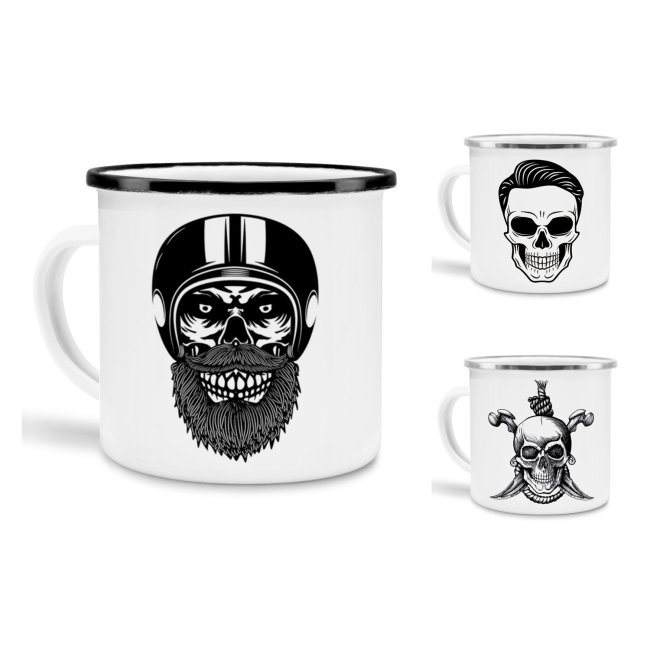 Emaille-Tasse - Totenkopf