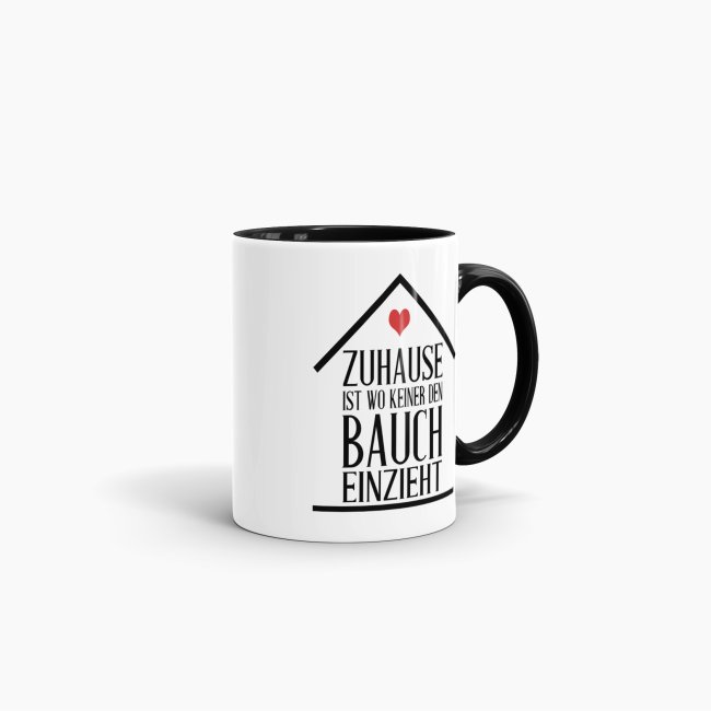 Tasse - Zuhause ist wo keiner den Bauch einzieht - Schwarz