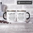 Tasse Dudenw&ouml;rter - Lehrer - Innen &amp; Henkel Schwarz