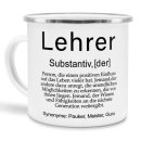 Tasse Dudenw&ouml;rter - Lehrer Emaille gro&szlig;