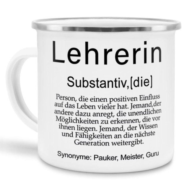 Tasse Dudenw&ouml;rter - Lehrerin Emaille gro&szlig;