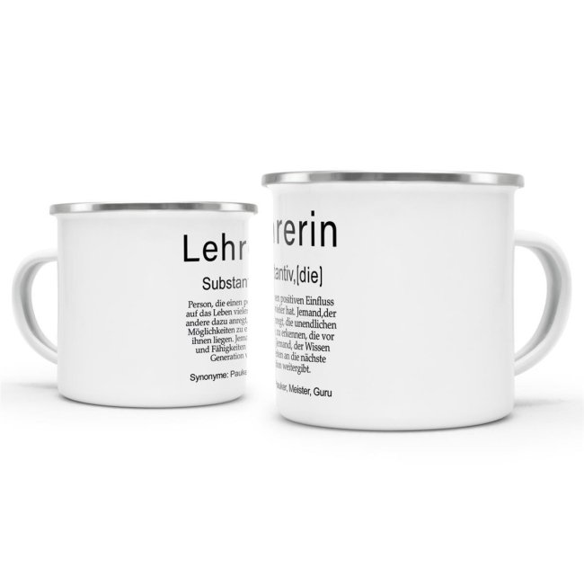 Tasse Dudenw&ouml;rter - Lehrerin Emaille gro&szlig;