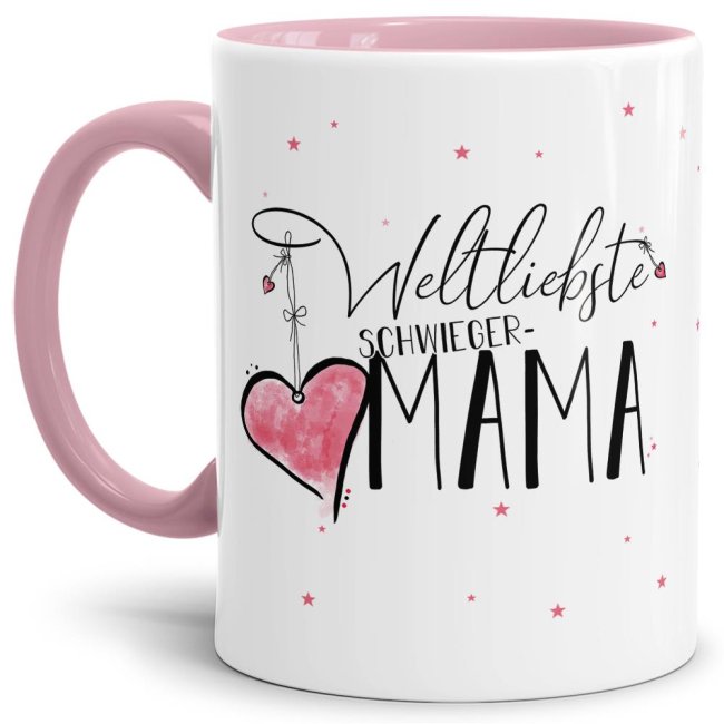 Tasse - Weltliebste Schwiegermama - Innen &amp; Henkel Rosa