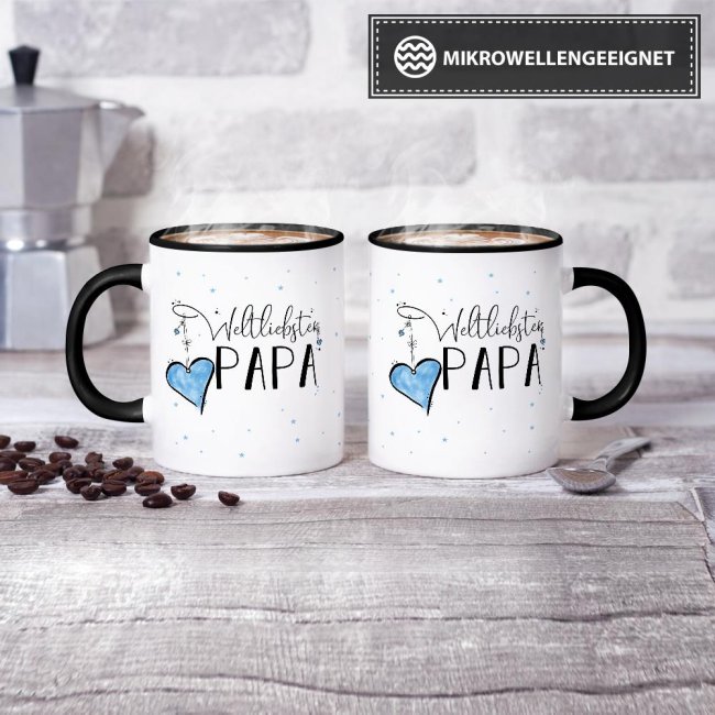 Tasse - Weltliebster Papa - Innen &amp; Henkel Schwarz