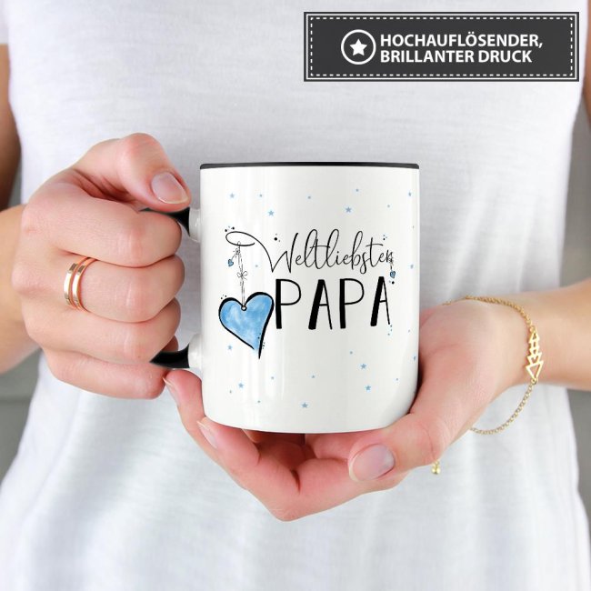 Tasse - Weltliebster Papa - Innen &amp; Henkel Schwarz