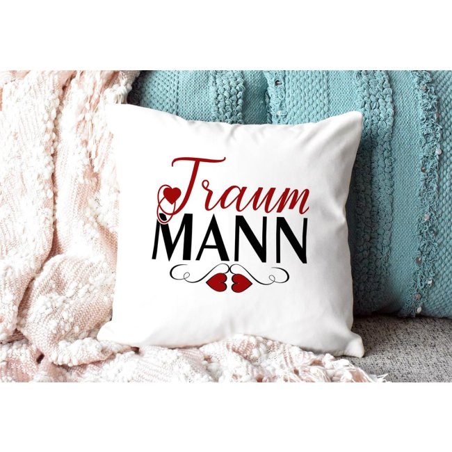 Kissen  - Traummann - Weiss - Polyester (flauschig)