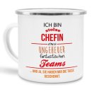 Emaille-Tasse &quot;Stolze Chefin&quot;