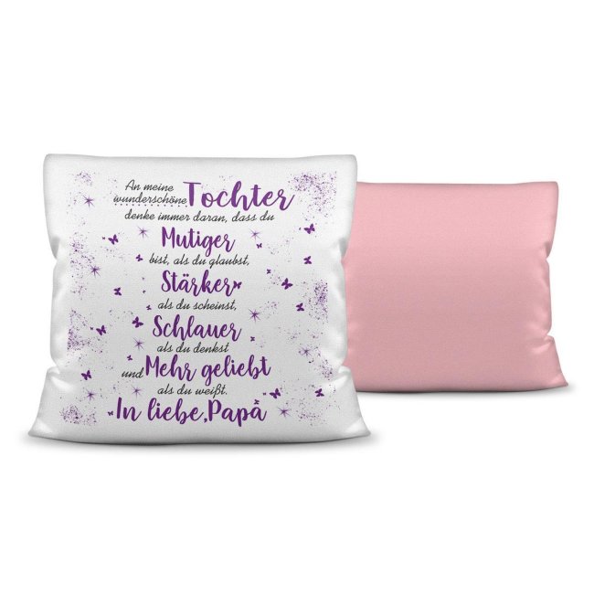 Geschenk-Set - Von Vater f&uuml;r Tochter - Kissen und Tasse Rosa