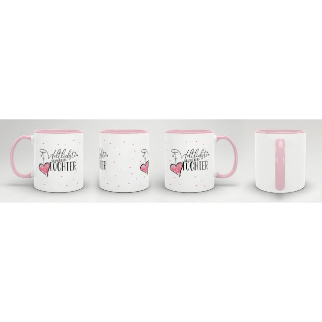 Geschenk-Set - Weltliebste Schwiegertochter - Kissen und Tasse Rosa