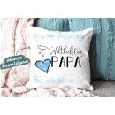 Geschenk-Set - Weltliebster Papa - Kissen und Tasse Hellblau