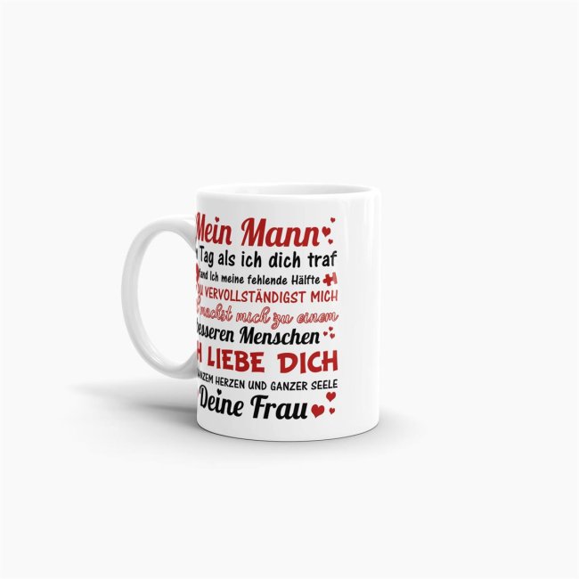 Tasse -Liebesspr&uuml;che Frau an Mann- Tasse Weiss