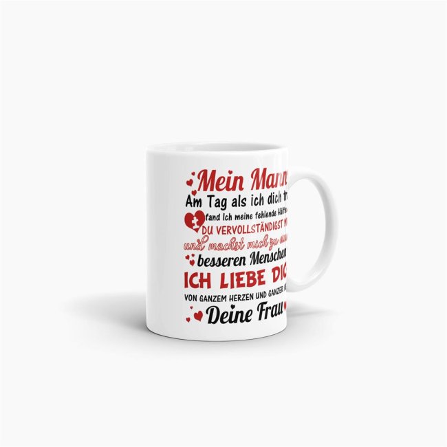 Tasse -Liebesspr&uuml;che Frau an Mann- Tasse Weiss