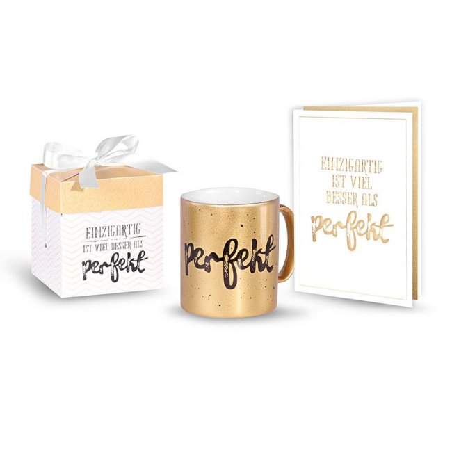 Geschenk-Sets mit Gru&szlig;karte und edler Tasse in Geschenk-Box