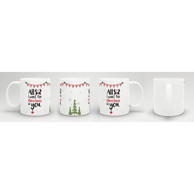 Tasse XMAS - All I want - Pinguin - wei&szlig;