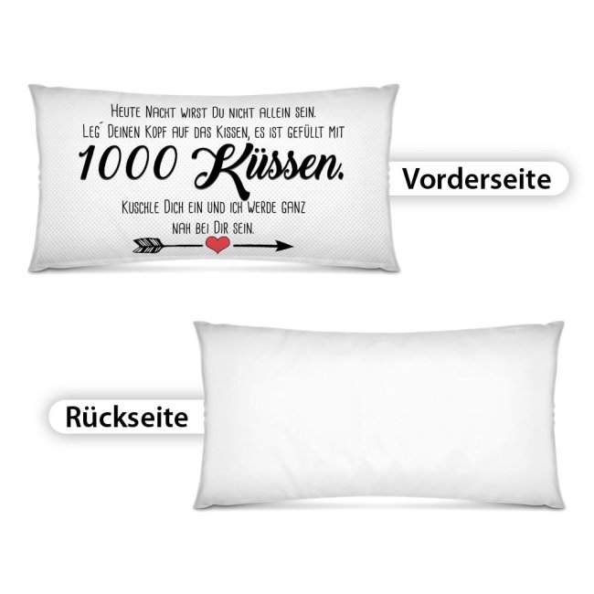 XXL-Deko-Kissen mit Spruch &quot;1000 K&uuml;sse&quot; -  80 x 40 cm