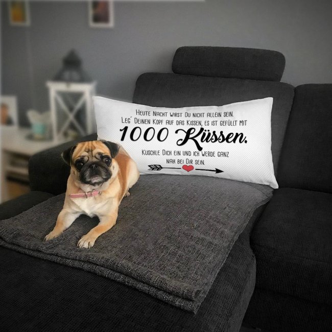 XXL-Deko-Kissen mit Spruch &quot;1000 K&uuml;sse&quot; -  80 x 40 cm