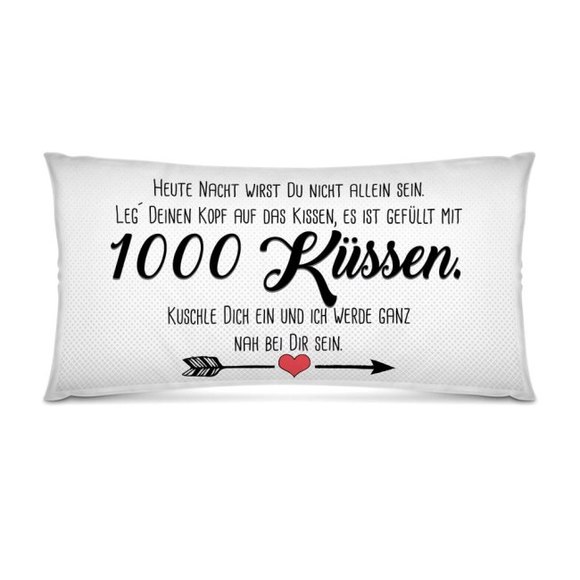 XXL-Deko-Kissen mit Spruch &quot;1000 K&uuml;sse&quot; -  80 x 40 cm