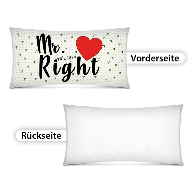 XXL-Deko-Kissen mit Spruch &quot;Mr. Right&quot; -  80 x 40 cm