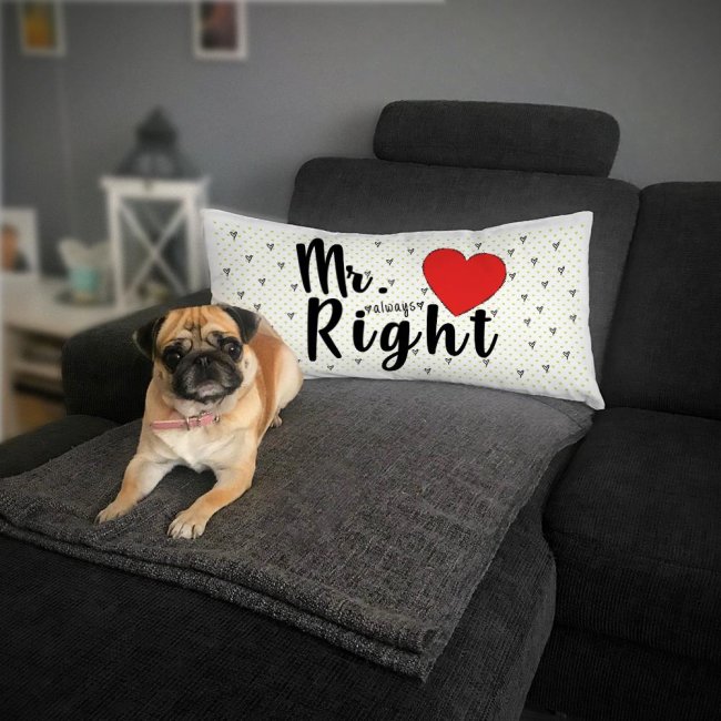 XXL-Deko-Kissen mit Spruch &quot;Mr. Right&quot; -  80 x 40 cm