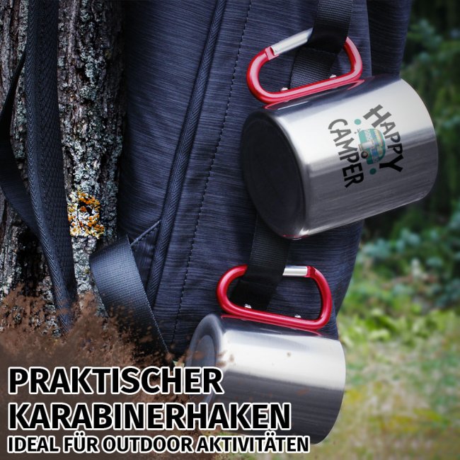 Edelstahl-Thermobecher mit Karabiner