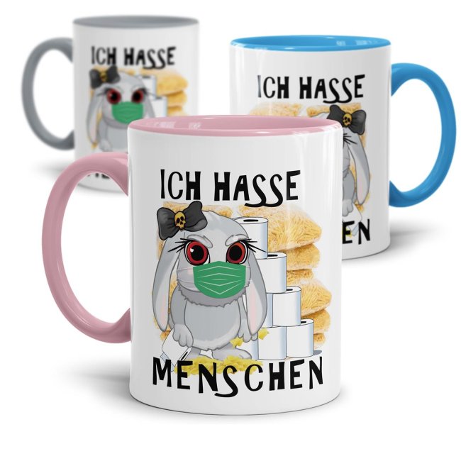 Anti-Hamster-Tasse B&ouml;ses Hasi mit Spruch - Ich hasse Menschen