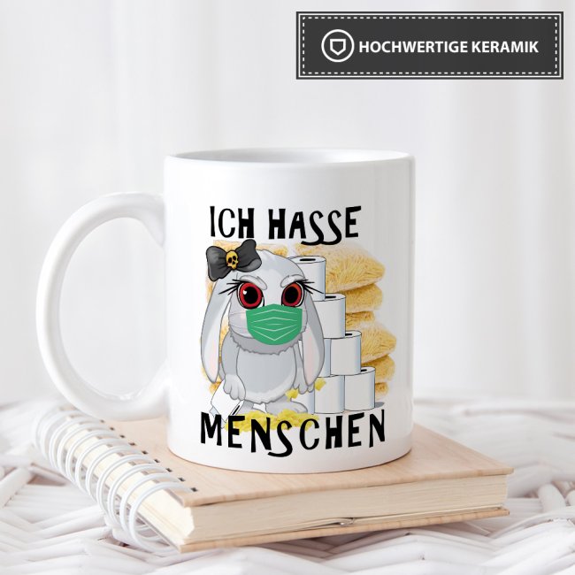 Anti-Hamster-Tasse B&ouml;ses Hasi mit Spruch - Ich hasse Menschen