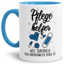 Berufe-Tasse Superheld Pflegehelfer - Hellblau