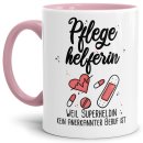 Berufe-Tasse Superheldin Pflegehelferin - Rosa