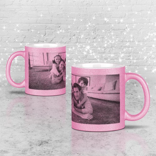 Glitzertasse in Rosa - mit Foto selbst gestalten