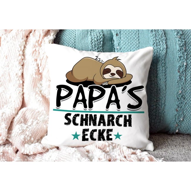 Kuschel-Kissen mit Spruch f&uuml;r Papa - Papas Schnarch-Ecke