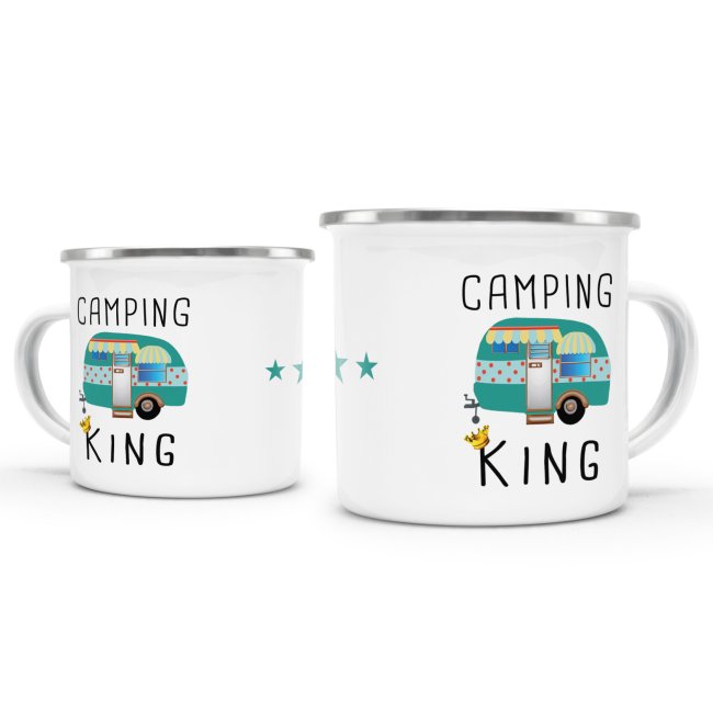 Emaille Tasse Camping mit Spruch