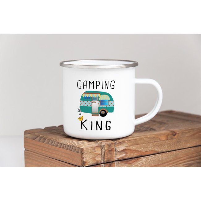 Emaille Tasse - Camping King - 480 ml