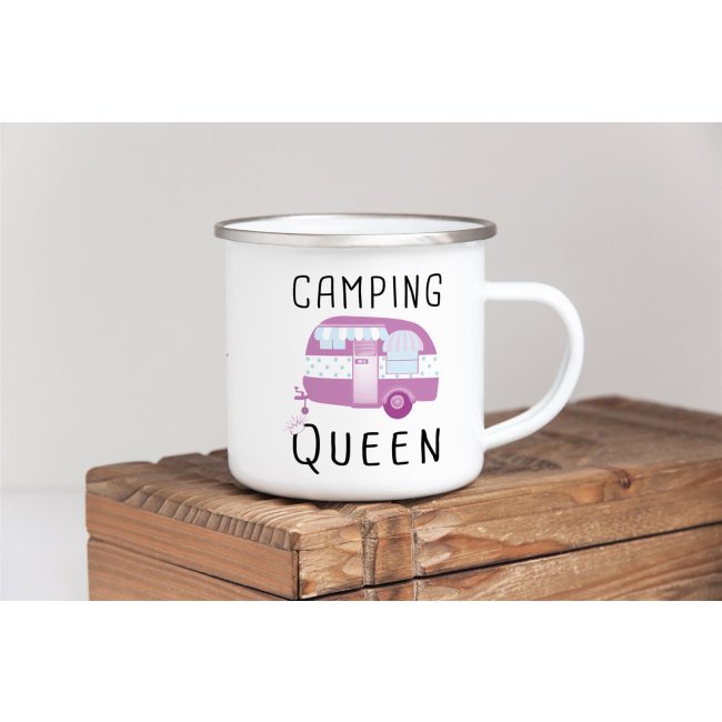 Emaille Tasse - Camping Queen - 300 ml