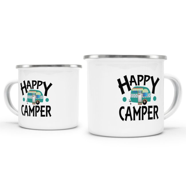 Emaille Tasse - Happy Camper - 480 ml