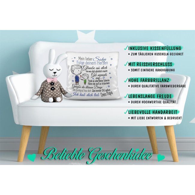 Kissen f&uuml;r Kinder - Von Papa f&uuml;r die Tochter - Kissen Wei&szlig; - flauschig